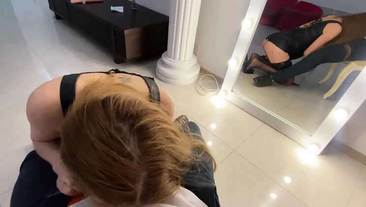 Slut on a Leash Gives Master a Deep Sloppy Blowjob