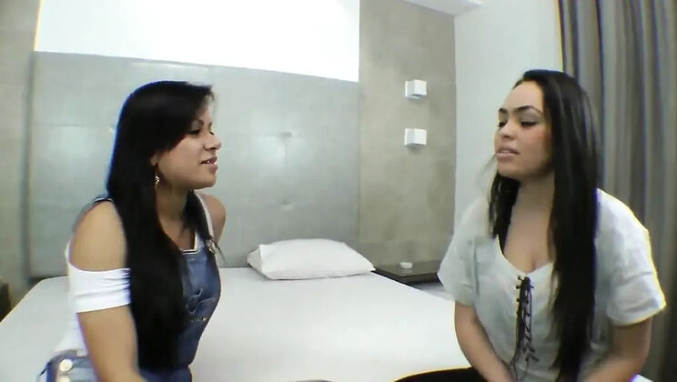 Latina Teen Trio Lesbian Spitting Swallow and Kissing