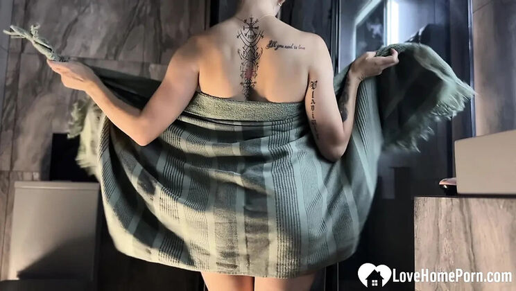 Busty Blonde GF With Amazing Big Tits Masturbates in Shower While I Record Her
