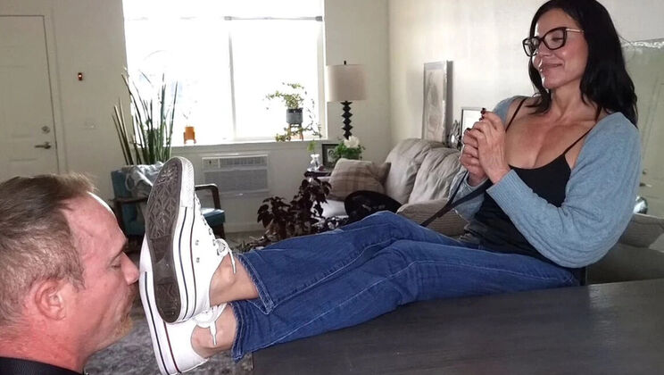 GoddessZephy Makes Slave Lick Dog Shht Off Her Sneaker Soles